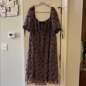 Cider brand Purple Floral Dress with Black Accents